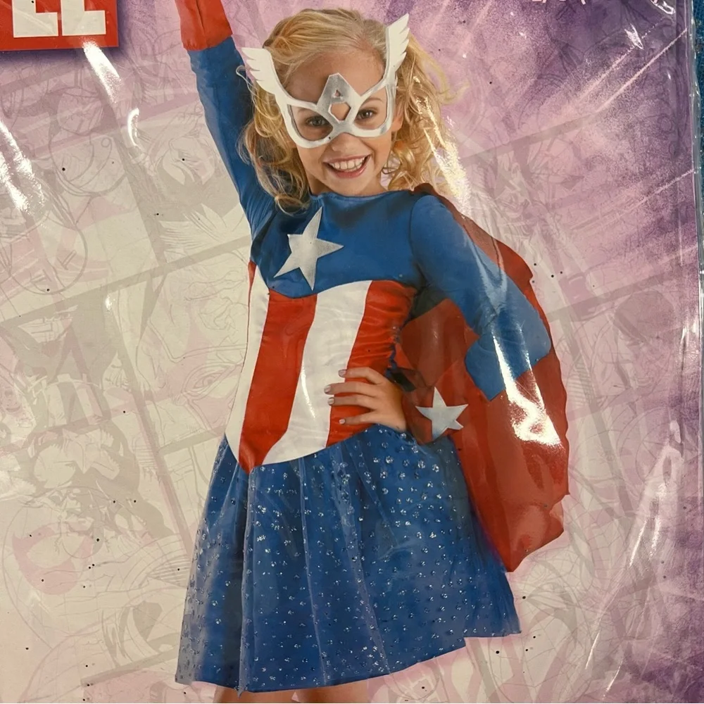 Marvel American Dream captain america Kids Costume - Red Blue White NEW L 10-12
